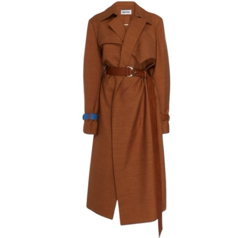 Partow Trench Coat Meadow Wool Silk‎ Size 2 Retailed $2995